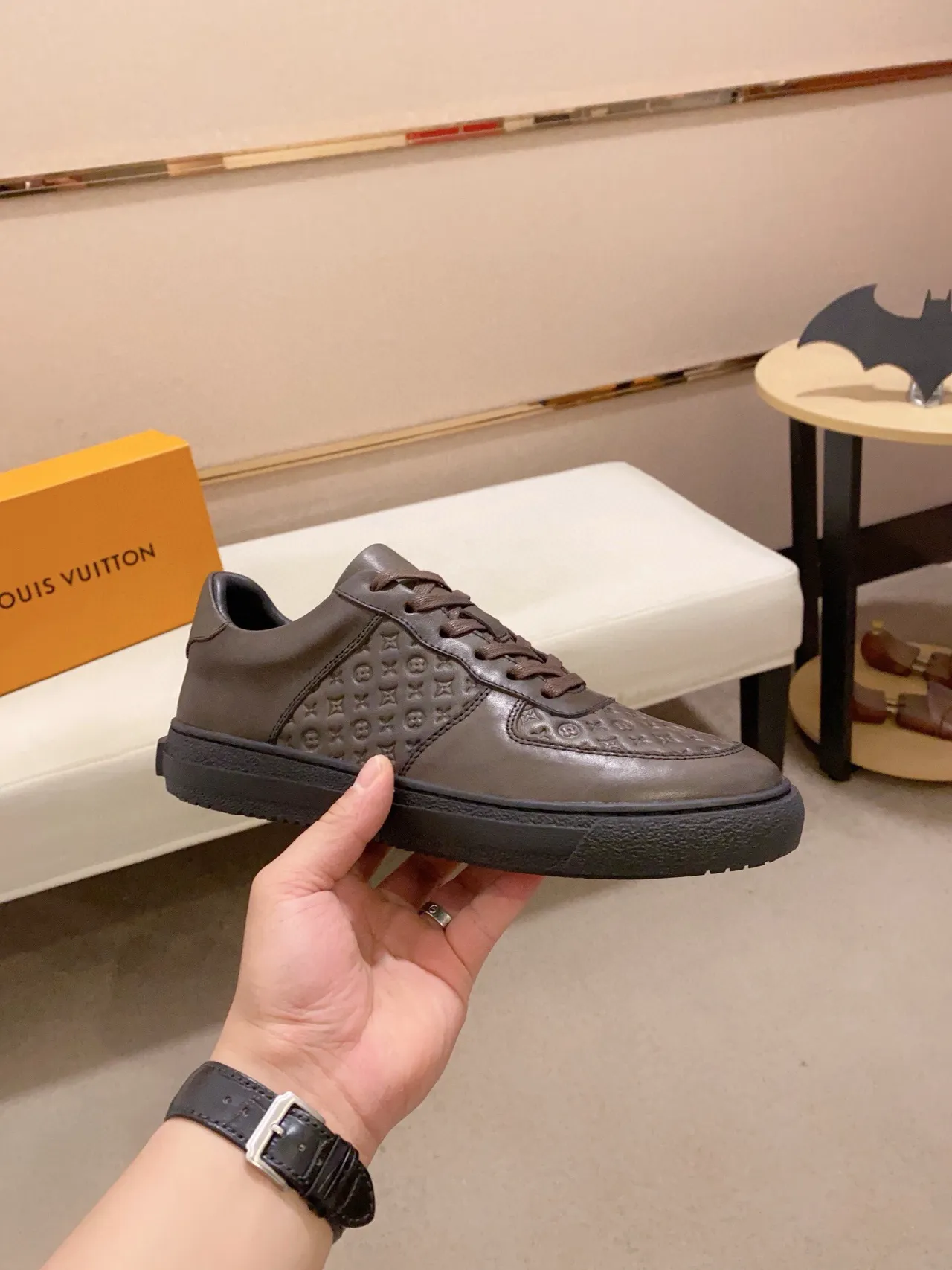 Louis Vuitton LV Trainer Monogram Empreinte Brown Lifestyle Sneakers 4