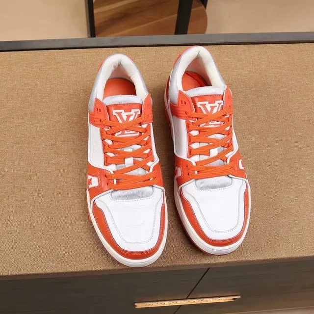 Louis Vuitton LV Trainer Orange and White Lifestyle Sneakers 2