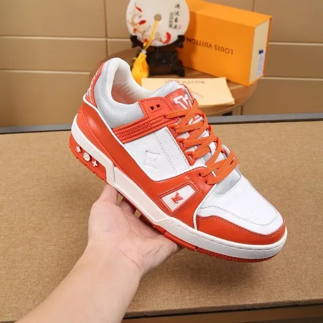 Louis Vuitton LV Trainer Orange and White Lifestyle Sneakers 7