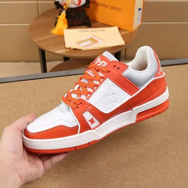 Louis Vuitton LV Trainer Orange and White Lifestyle Sneakers 8