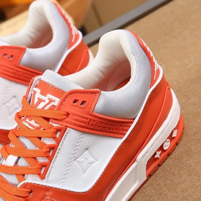 Louis Vuitton LV Trainer Orange and White Lifestyle Sneakers 9