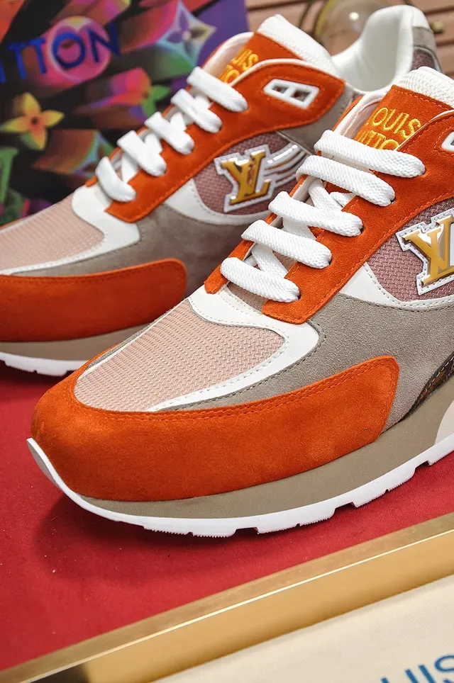 Louis Vuitton LV Trainer Orange Beige Mixed-Material Upper Monogram Canvas Heel Lifestyle Sneakers 3