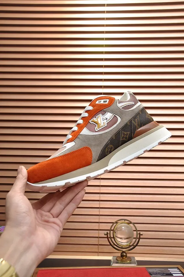 Louis Vuitton LV Trainer Orange Beige Mixed-Material Upper Monogram Canvas Heel Lifestyle Sneakers 6