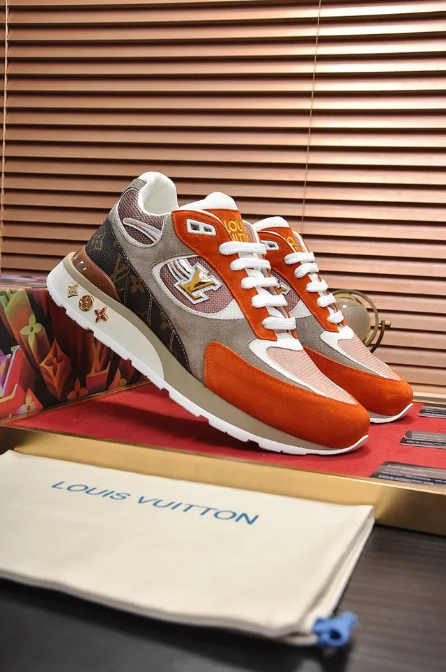 Louis Vuitton LV Trainer Orange Beige Mixed-Material Upper Monogram Canvas Heel Lifestyle Sneakers 8