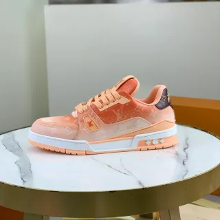 Louis Vuitton LV Trainer Orange Beige Monogram Canvas Gradient Peach-Coral Lifestyle Sneakers