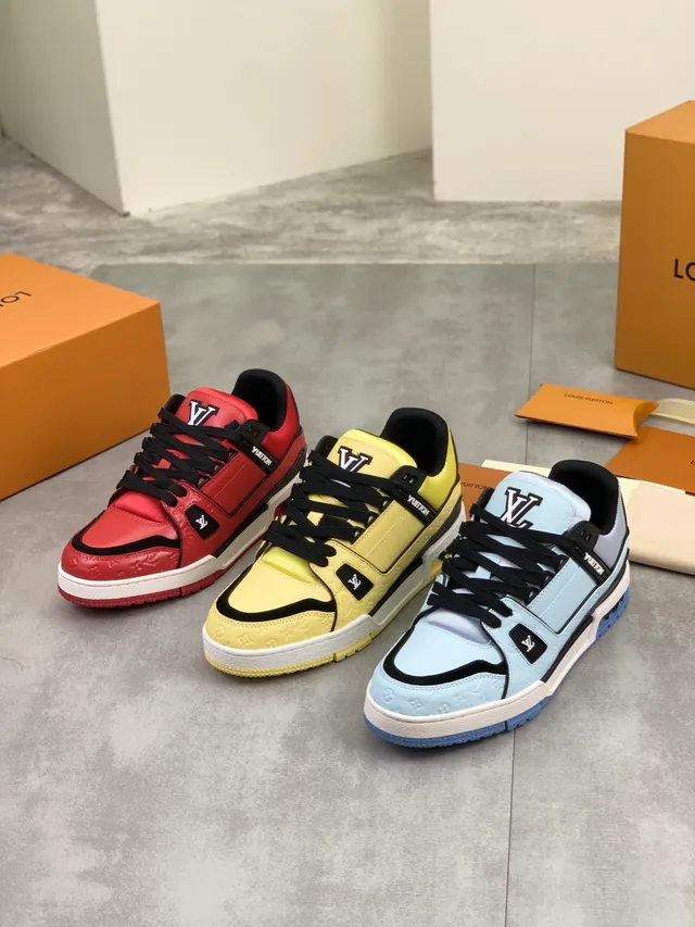 Louis Vuitton LV Trainer Red Black Monogram-Embossed Leather Dual-Tone Midsole Lifestyle Sneakers 2