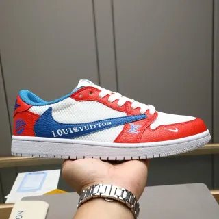 Louis Vuitton LV Trainer लाल নীল লো-টপ চামড়া-মেশ হাইব্রিড লाइফস্টাইল স্নিকার