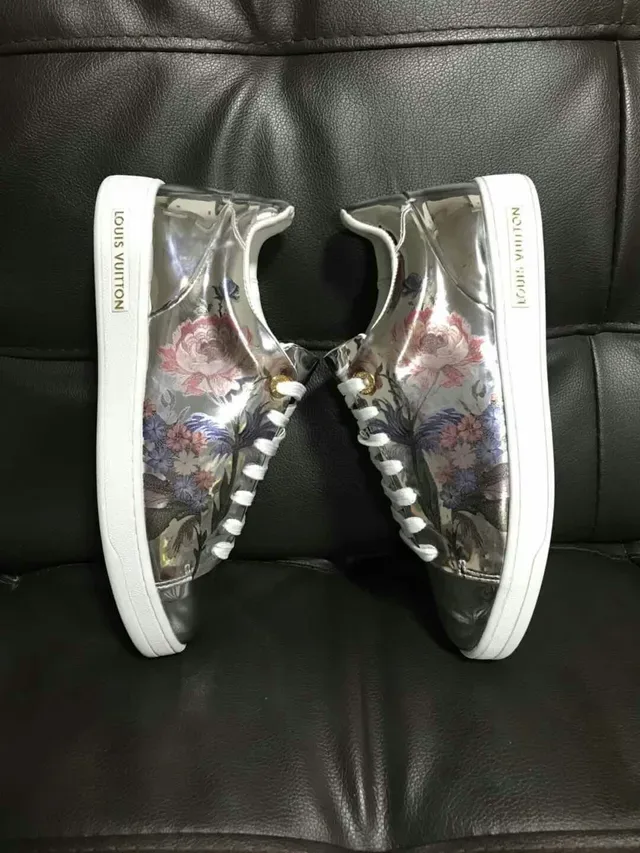 Louis Vuitton LV Trainer Silver Multicolor Metallic Patent Upper Floral Print Overlay Lifestyle Sneakers 2