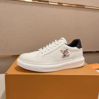 Louis Vuitton LV Trainer White Black Leather Low-Top Embroidered Floral Logo Lifestyle Sneakers