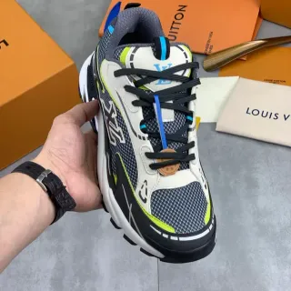 Louis Vuitton LV Trainer حذاء رياضي كيونكي أبيض أسود كعب شبكي وطبقة اصطناعية