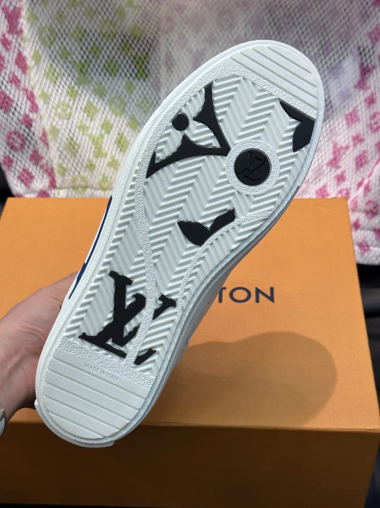 Louis Vuitton LV Trainer White Blue Leather Oversized Monogram Lifestyle Sneakers 2