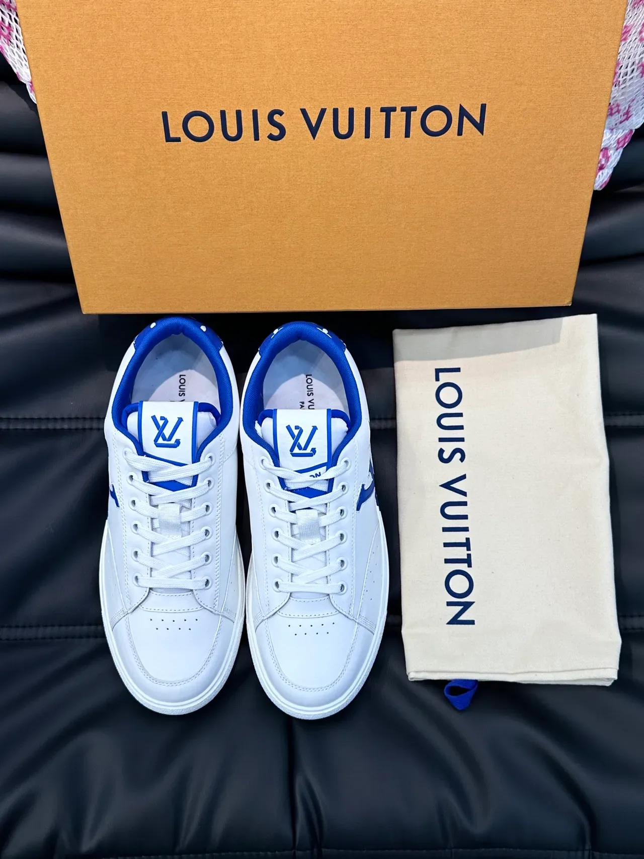 Louis Vuitton LV Trainer White Blue Leather Oversized Monogram Lifestyle Sneakers 4