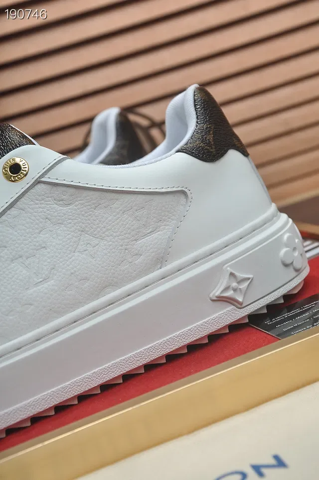 Louis Vuitton LV Trainer White Brown Leather Upper Embossed Monogram Side Panels Lifestyle Sneakers 3