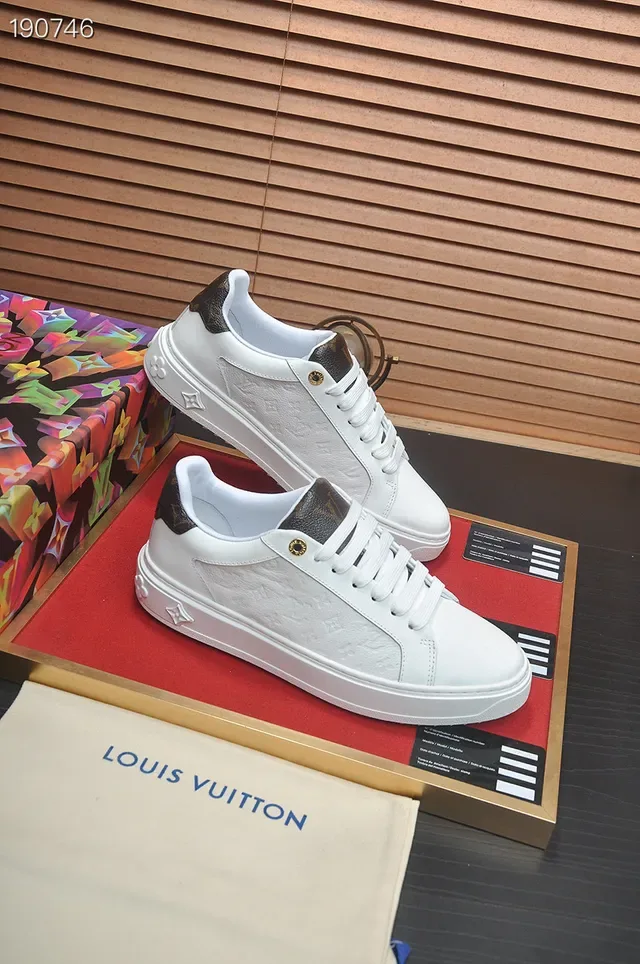 Louis Vuitton LV Trainer White Brown Leather Upper Embossed Monogram Side Panels Lifestyle Sneakers 5