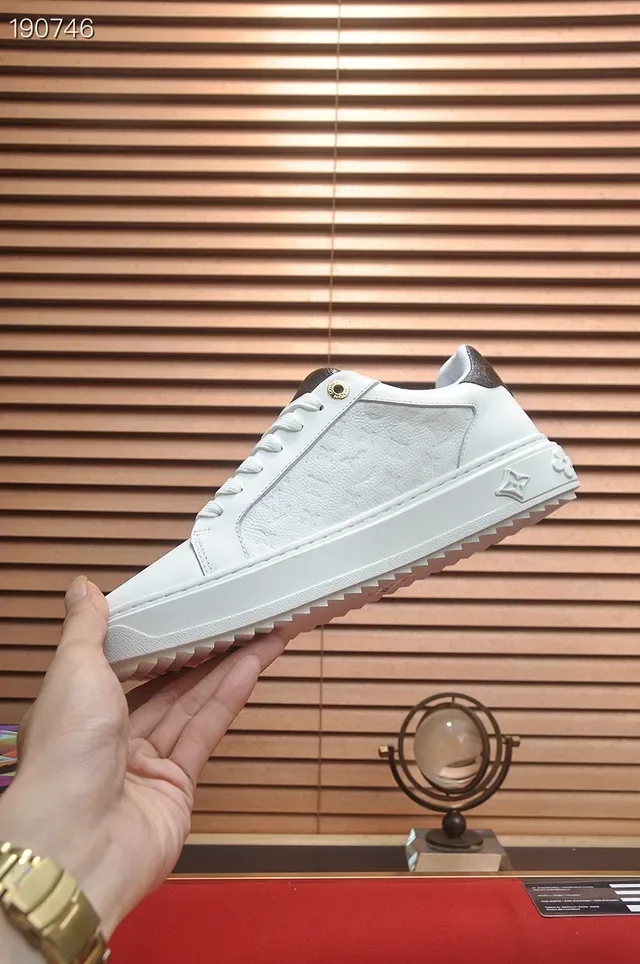 Louis Vuitton LV Trainer White Brown Leather Upper Embossed Monogram Side Panels Lifestyle Sneakers 6