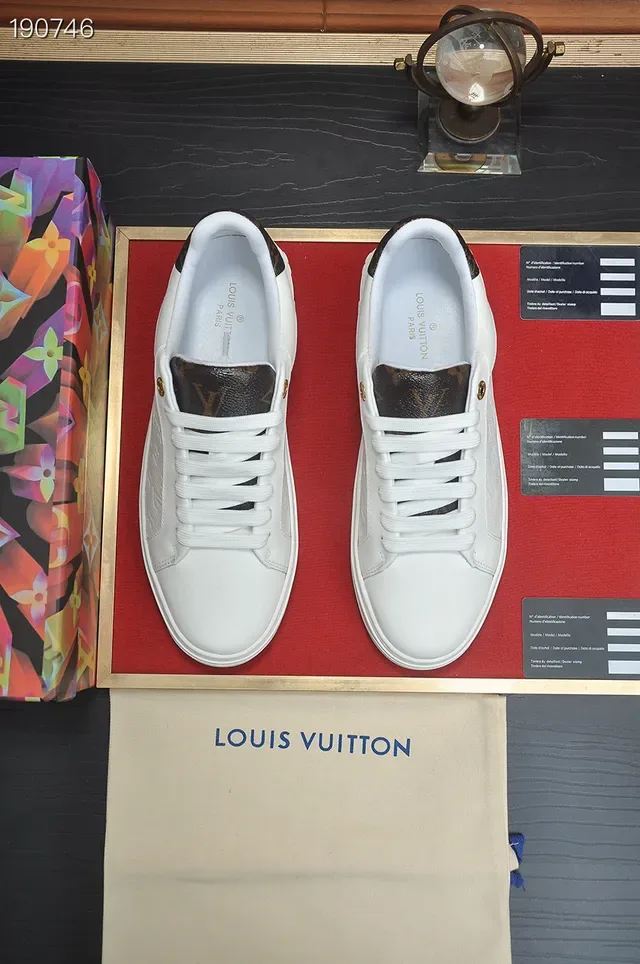 Louis Vuitton LV Trainer White Brown Leather Upper Embossed Monogram Side Panels Lifestyle Sneakers 8