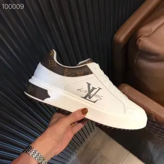 Louis Vuitton LV Trainer Blanco Marrón Cuero Superior Monogram Canvas Heel zapatillas lifestyle