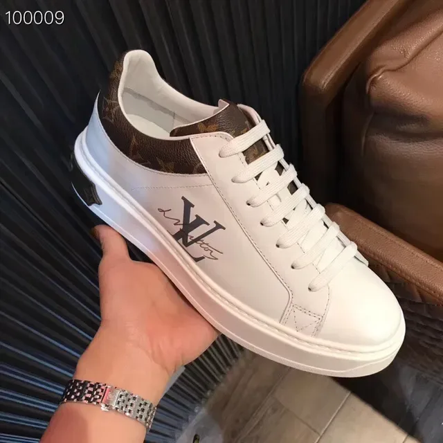 Louis Vuitton LV Trainer White Brown Leather Upper Monogram Canvas Heel Lifestyle Sneakers 2