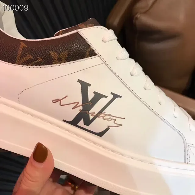 Louis Vuitton LV Trainer White Brown Leather Upper Monogram Canvas Heel Lifestyle Sneakers 4