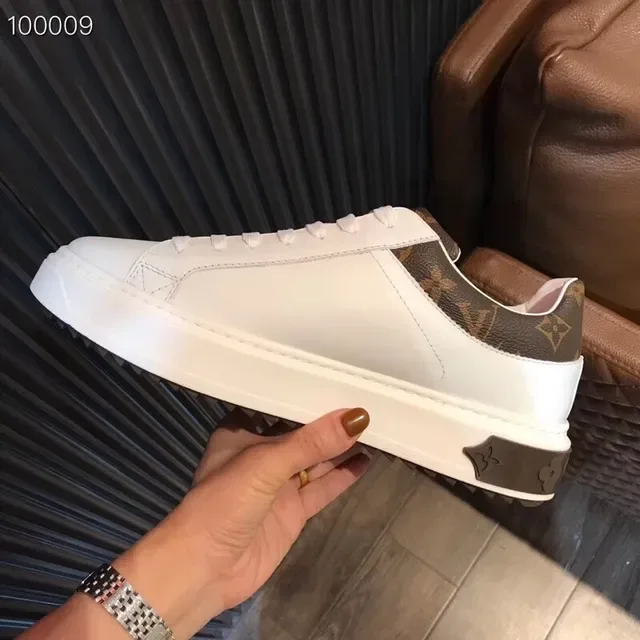 Louis Vuitton LV Trainer White Brown Leather Upper Monogram Canvas Heel Lifestyle Sneakers 6