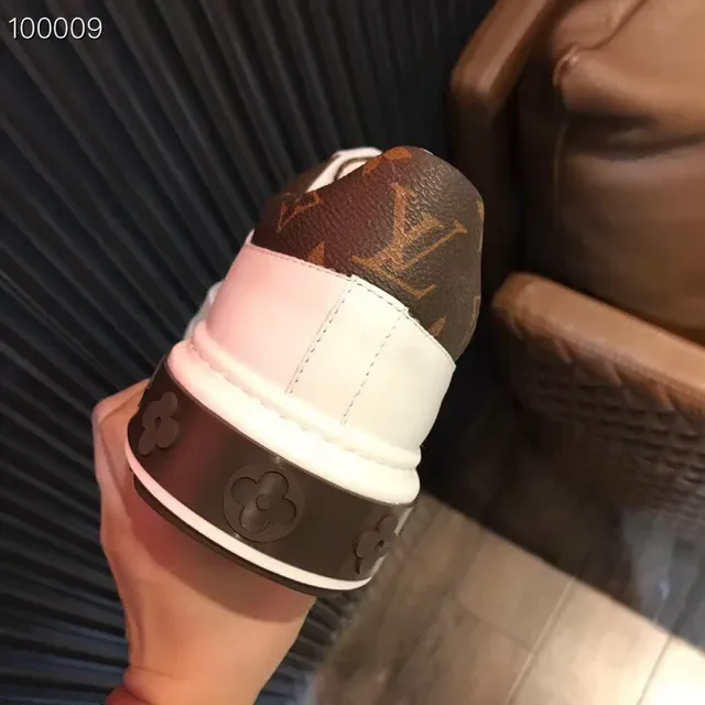Louis Vuitton LV Trainer White Brown Leather Upper Monogram Canvas Heel Lifestyle Sneakers 7