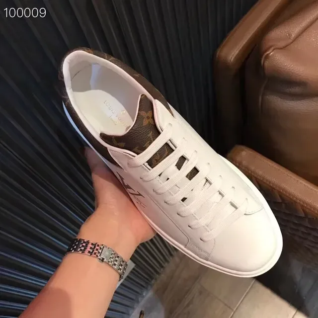 Louis Vuitton LV Trainer White Brown Leather Upper Monogram Canvas Heel Lifestyle Sneakers 8