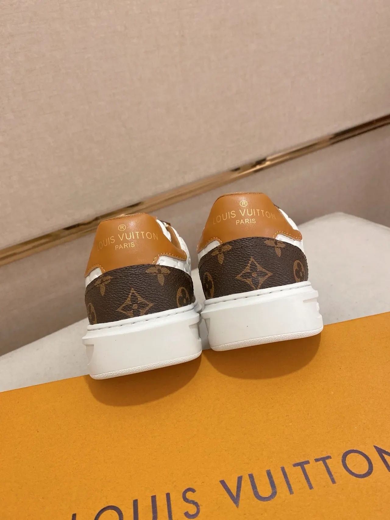 Louis Vuitton LV Trainer White Brown Monogram Canvas And Embossed Leather Paneling Lifestyle Sneakers 3