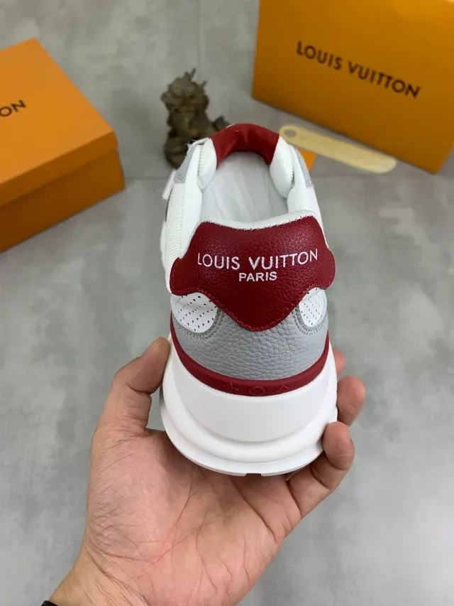 Louis Vuitton LV Trainer White Burgundy Perforated Leather Monogrammed Side Panel Lifestyle Sneakers 3