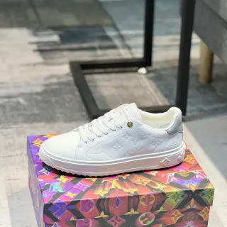 Louis Vuitton LV Trainer White Embossed Monogram Platform Sole Lifestyle Sneakers