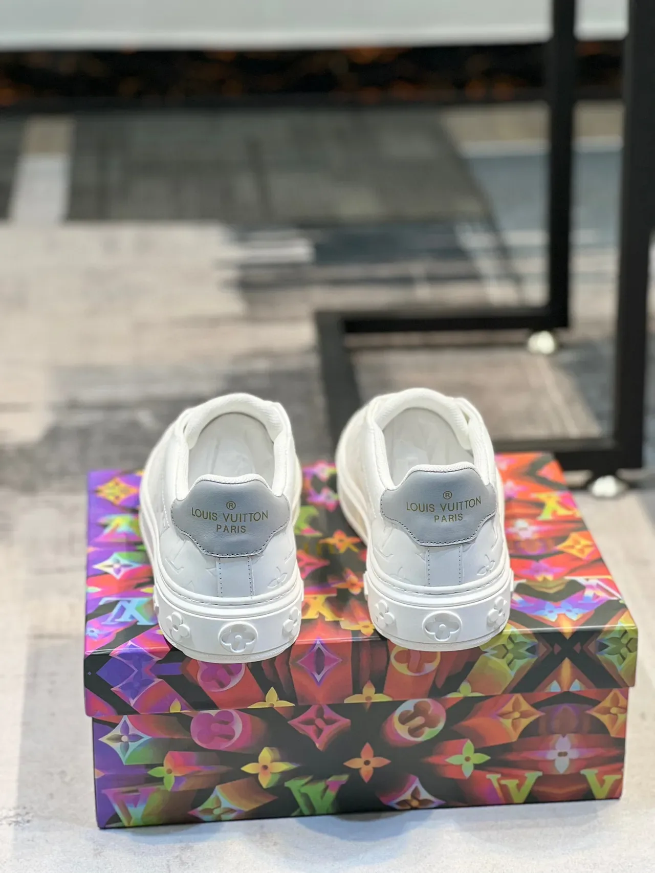 Louis Vuitton LV Trainer White Embossed Monogram Platform Sole Lifestyle Sneakers 3