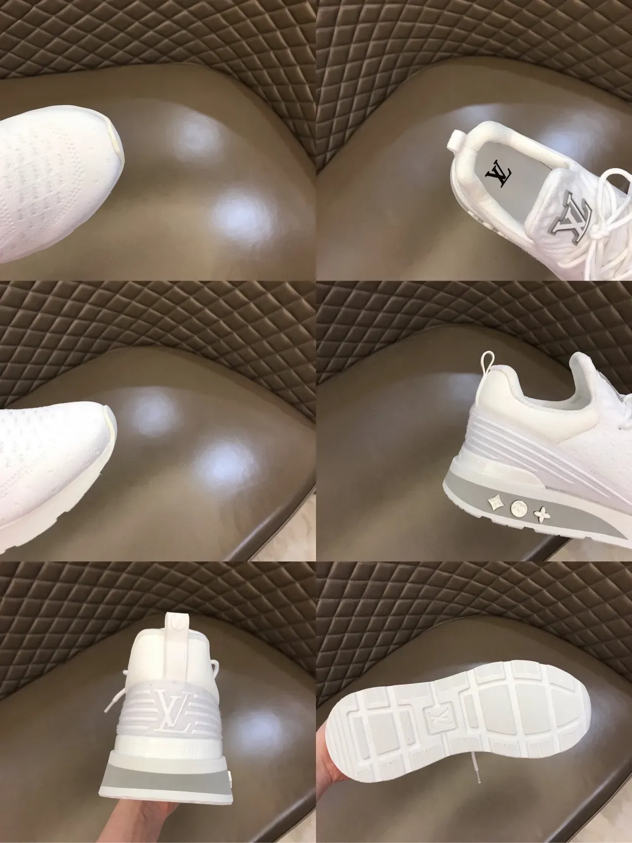 Louis Vuitton LV Trainer White Gray Knit Upper Sculpted Midsole Lifestyle Sneakers 3