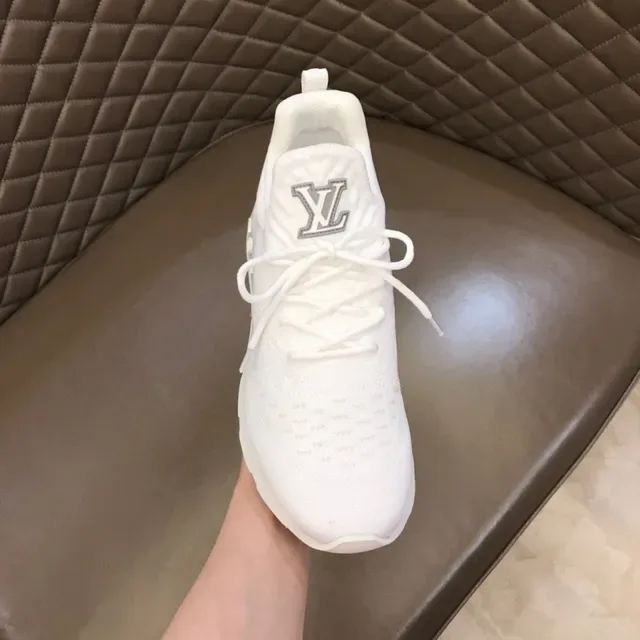 Louis Vuitton LV Trainer White Gray Knit Upper Sculpted Midsole Lifestyle Sneakers 4