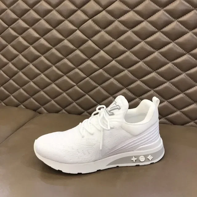 Louis Vuitton LV Trainer White Gray Knit Upper Sculpted Midsole Lifestyle Sneakers 5
