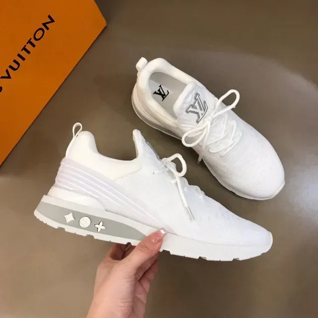 Louis Vuitton LV Trainer White Gray Knit Upper Sculpted Midsole Lifestyle Sneakers 6