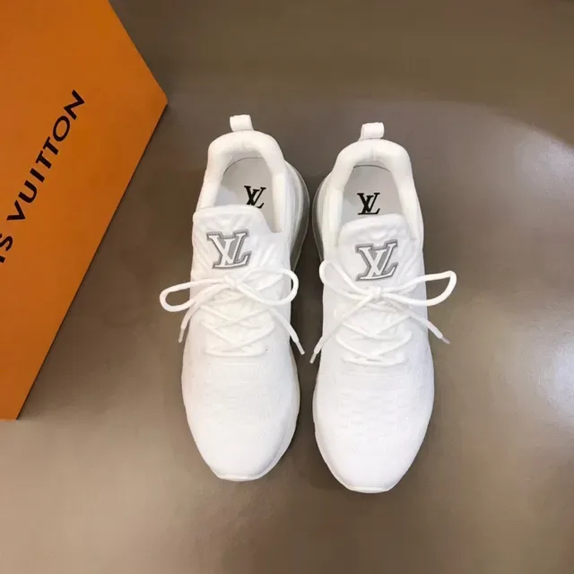 Louis Vuitton LV Trainer White Gray Knit Upper Sculpted Midsole Lifestyle Sneakers 8