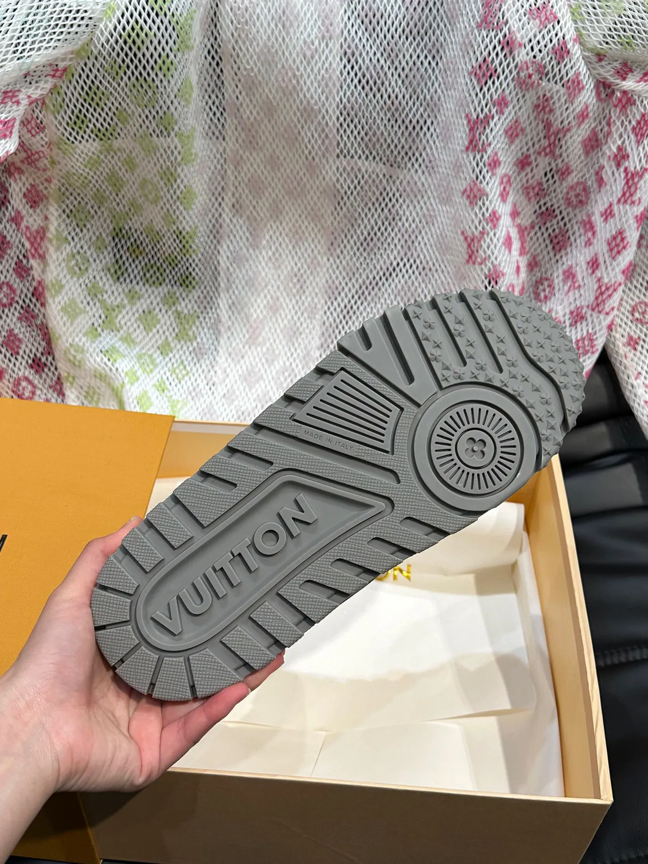 Louis Vuitton LV Trainer White Gray Layered Cage Construction Dual Strap Closure Lifestyle Sneakers 9