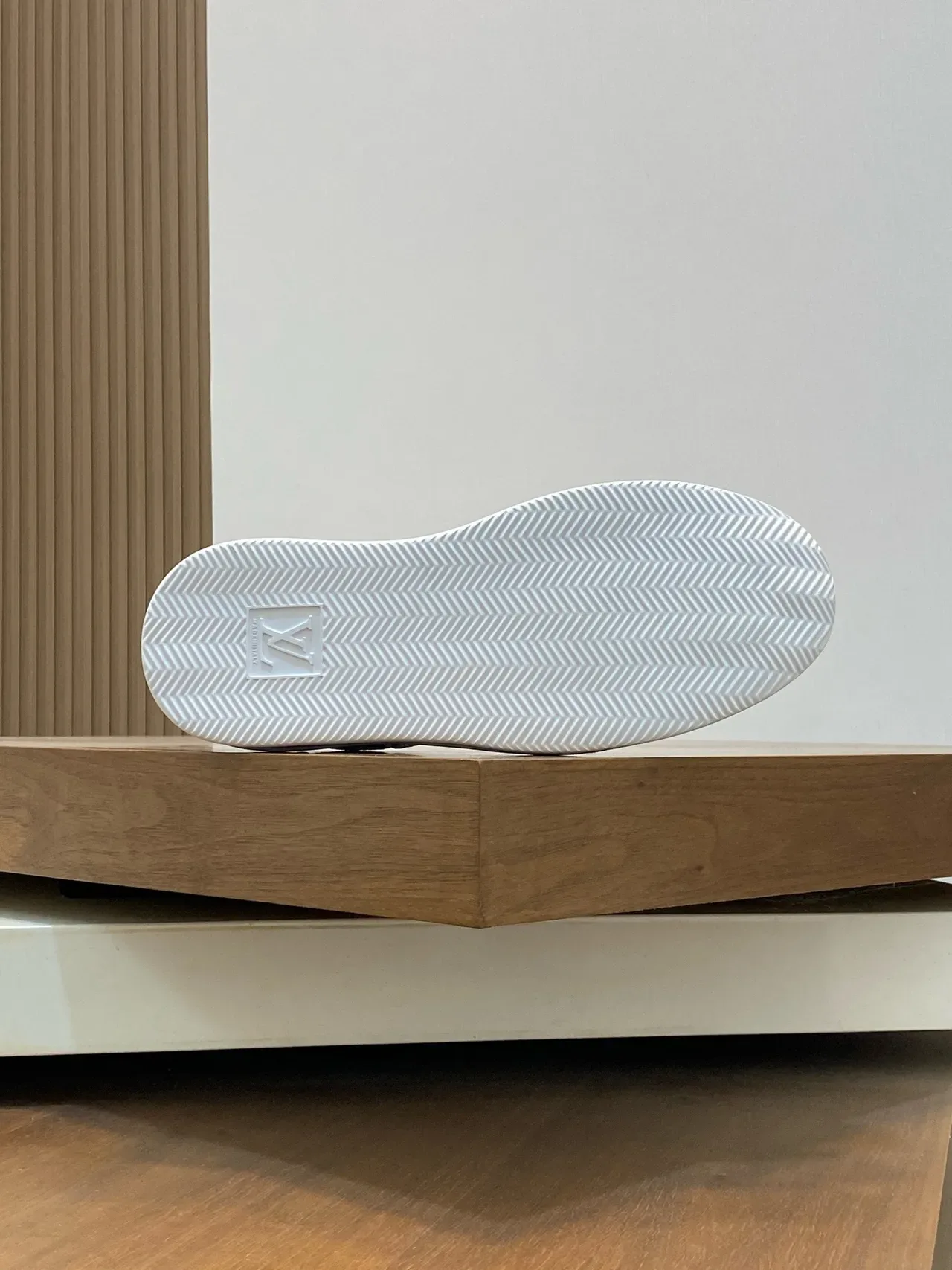 Louis Vuitton LV Trainer White Gray Monogram-Embossed Leather Layered Panel Construction Lifestyle Sneakers 2