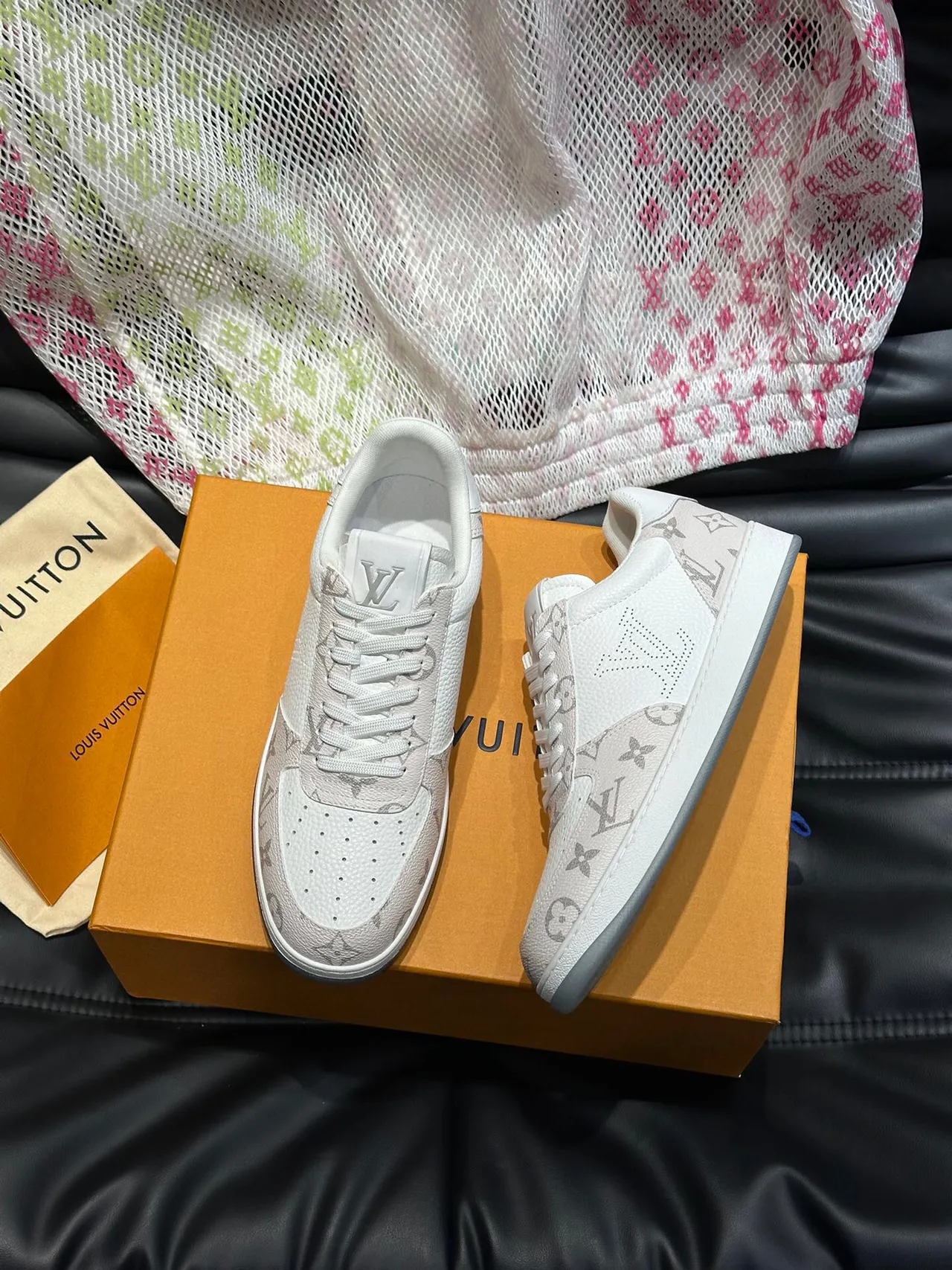Louis Vuitton LV Trainer White Gray Monogram-Print Leather Perforated Toe Lifestyle Sneakers 3