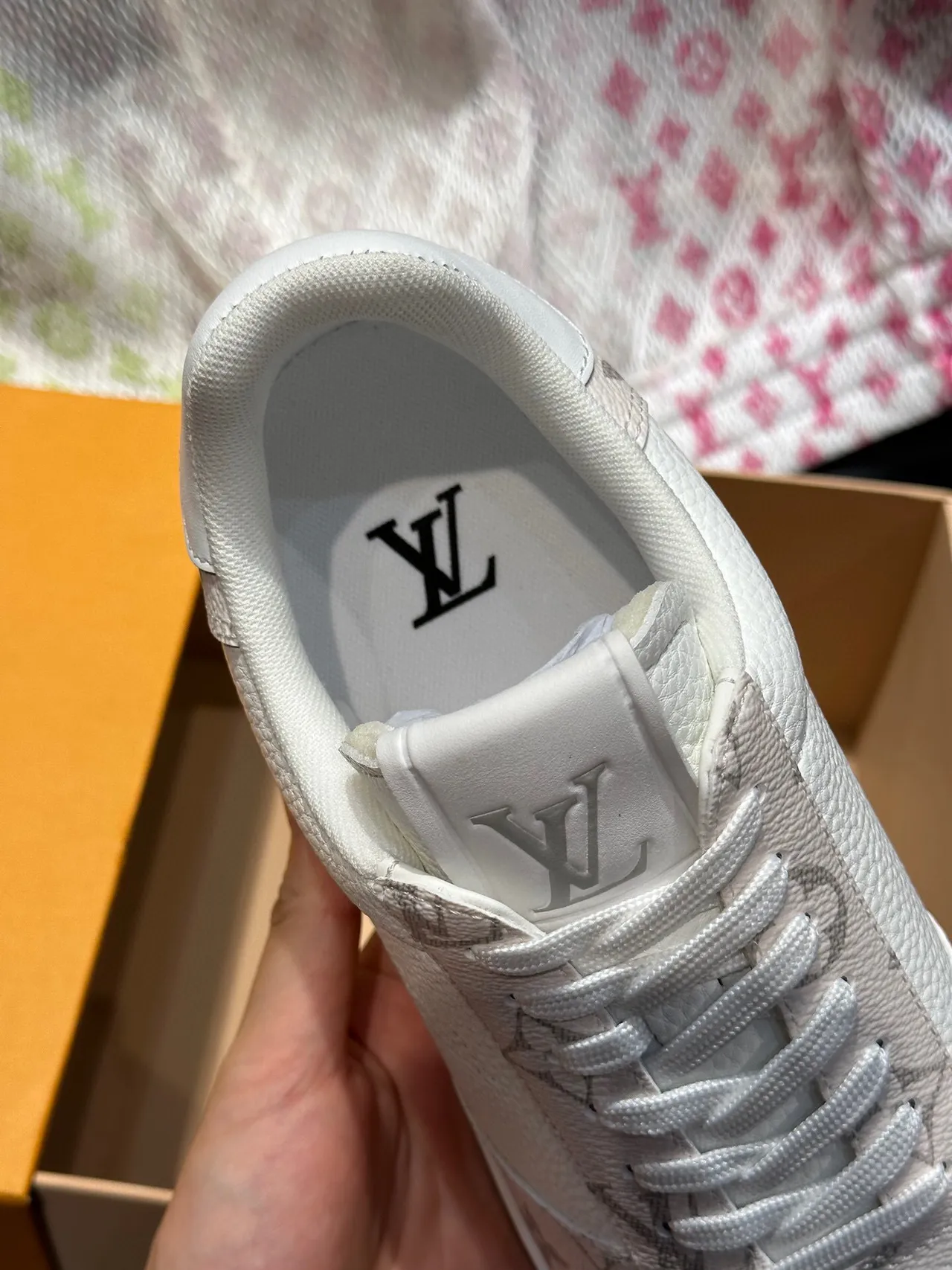Louis Vuitton LV Trainer White Gray Monogram-Print Leather Perforated Toe Lifestyle Sneakers 7
