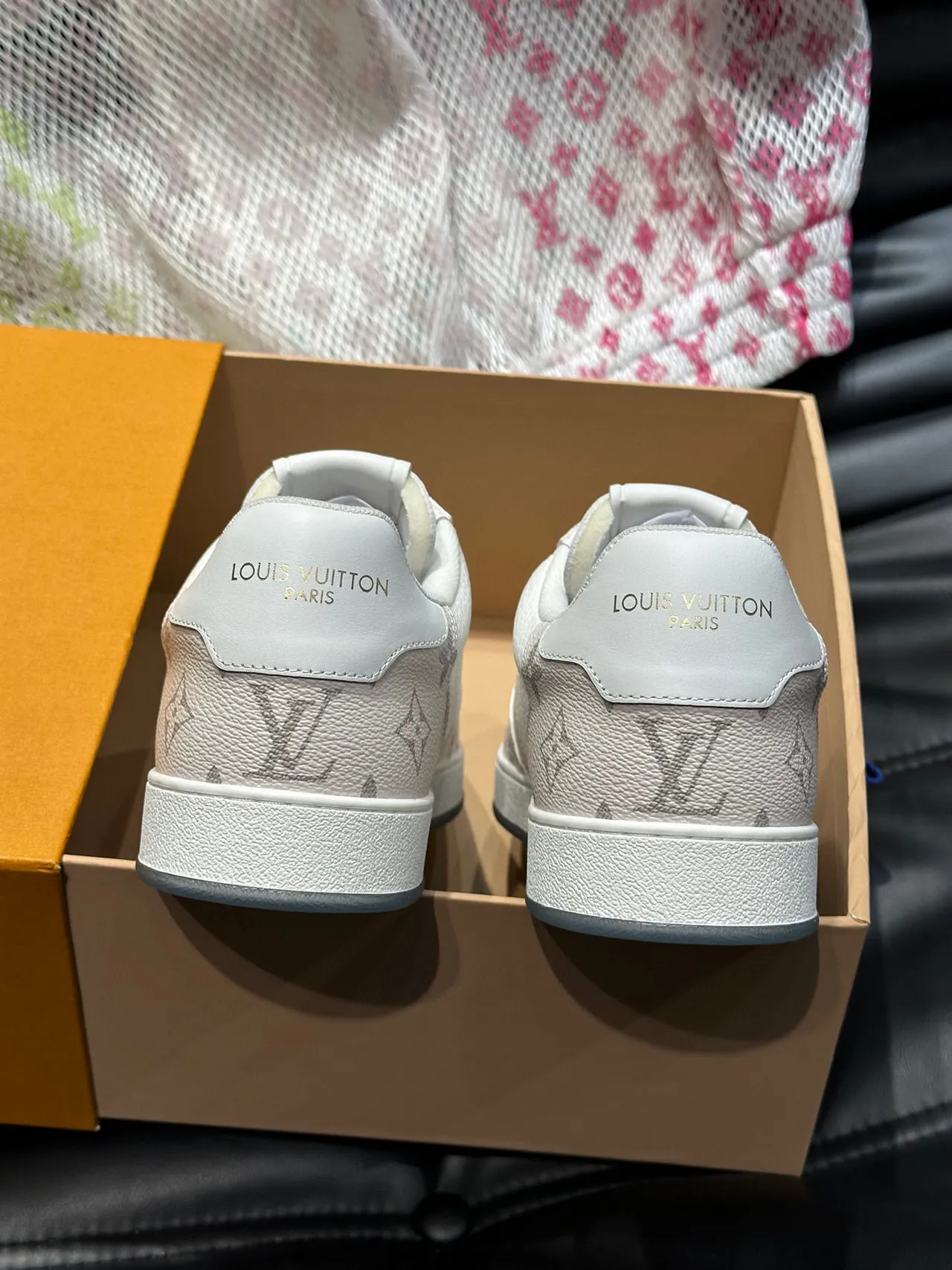 Louis Vuitton LV Trainer White Gray Monogram-Print Leather Perforated Toe Lifestyle Sneakers 8