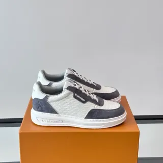 Louis Vuitton LV Trainer White Gray Perforated Mesh Upper Suede Overlays Lifestyle Sneakers