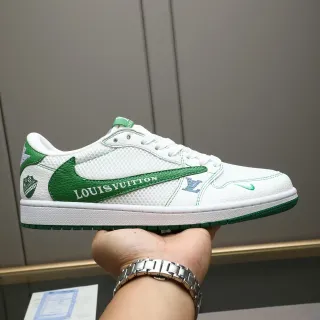Louis Vuitton LV Trainer White Green Mesh And Leather Upper Monogram Shield Logos Lifestyle Sneakers