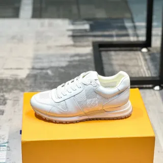 Louis Vuitton LV Trainer White Leather Textured Paneling Lifestyle Sneakers