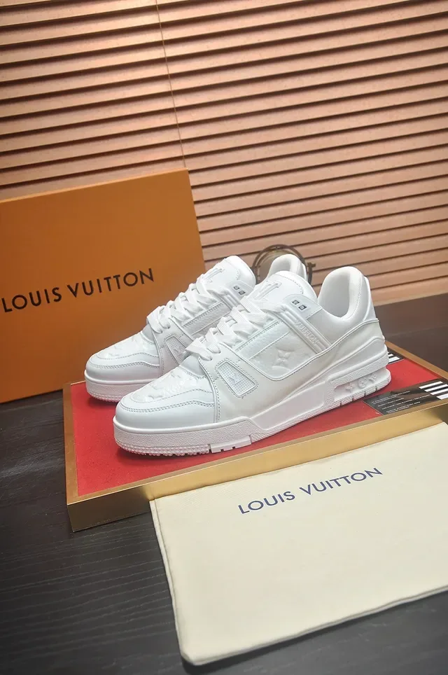 Louis Vuitton LV Trainer White Monogram Leather Chunky Sculpted Sole Lifestyle Sneakers 4