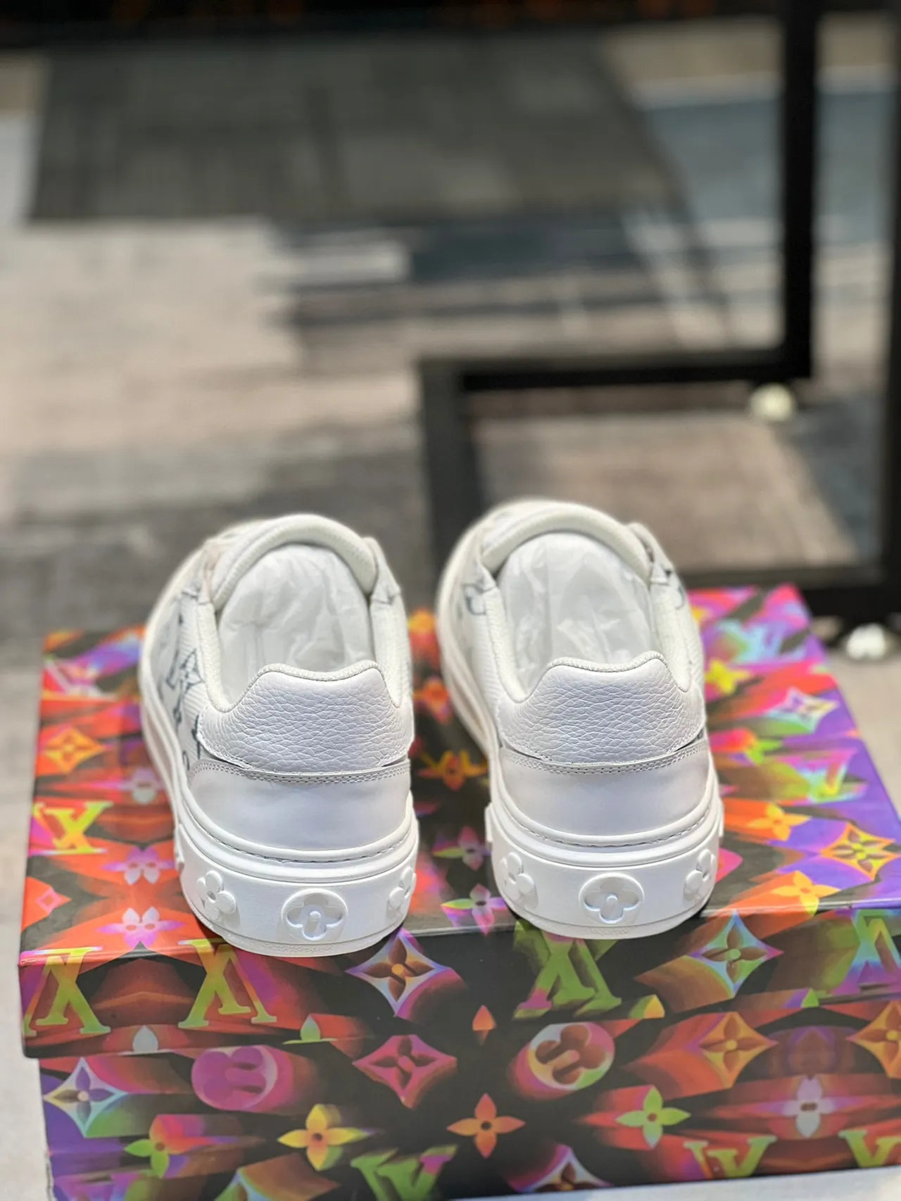 Louis Vuitton LV Trainer White Multicolor Monogram Canvas Platform Sole Lifestyle Sneakers 2