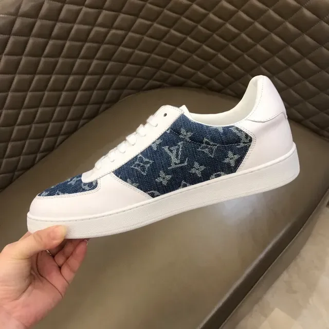 Louis Vuitton LV Trainer White Navy Low-Top Denim Monogram Panel Lifestyle Sneakers 3