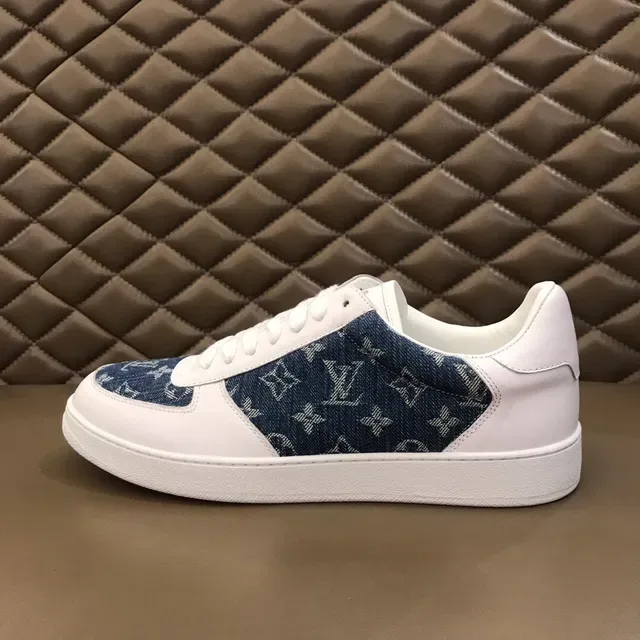 Louis Vuitton LV Trainer White Navy Low-Top Denim Monogram Panel Lifestyle Sneakers 5