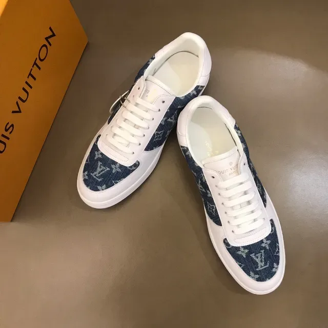 Louis Vuitton LV Trainer White Navy Low-Top Denim Monogram Panel Lifestyle Sneakers 7
