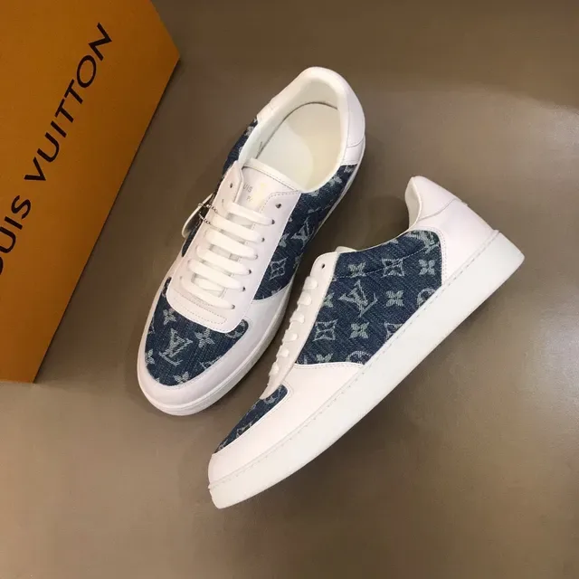 Louis Vuitton LV Trainer White Navy Low-Top Denim Monogram Panel Lifestyle Sneakers 8
