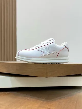 Louis Vuitton LV Trainer White Red Leather Contrast Stitching Lifestyle Sneakers 3